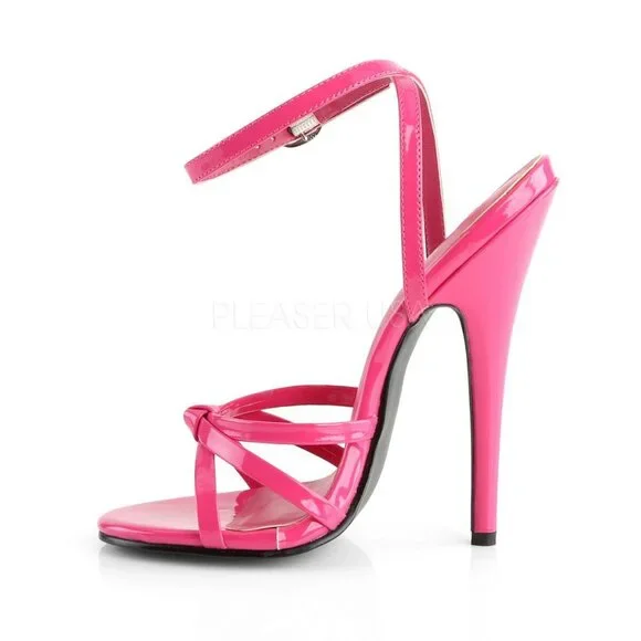 6" Heel Sandals Ankle Wrap Strap Shoes Hot Pink - Picture 2 of 4